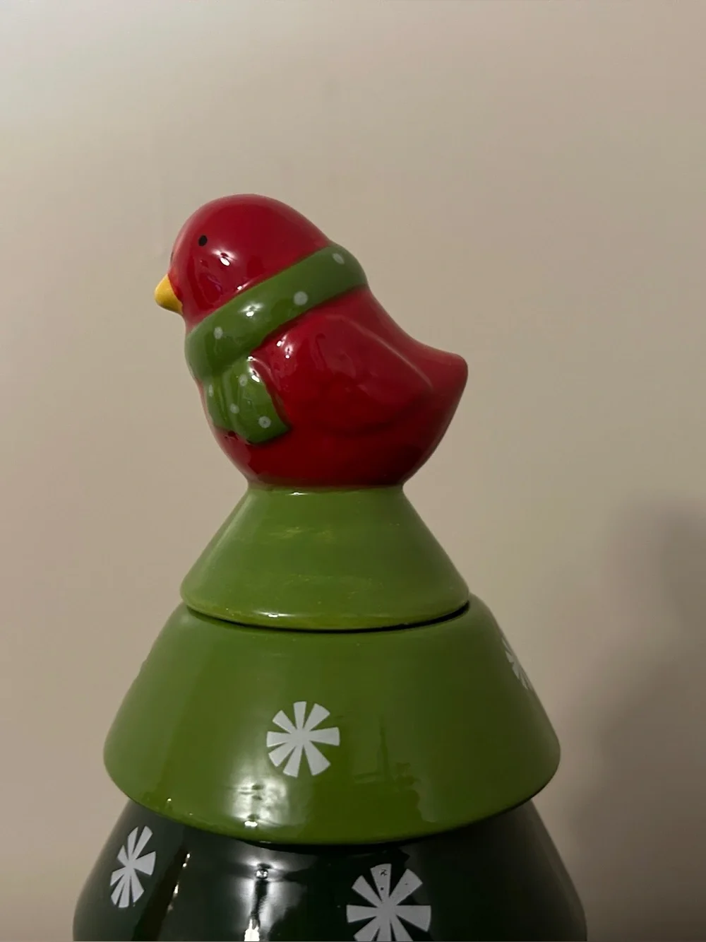 Christmas Tree Measurement Cup Set Pier 1 in Box Green Red Bird Unused